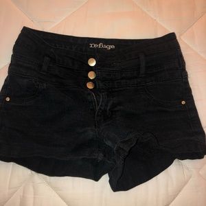 Black Highwaisted Shorts with Button Detail